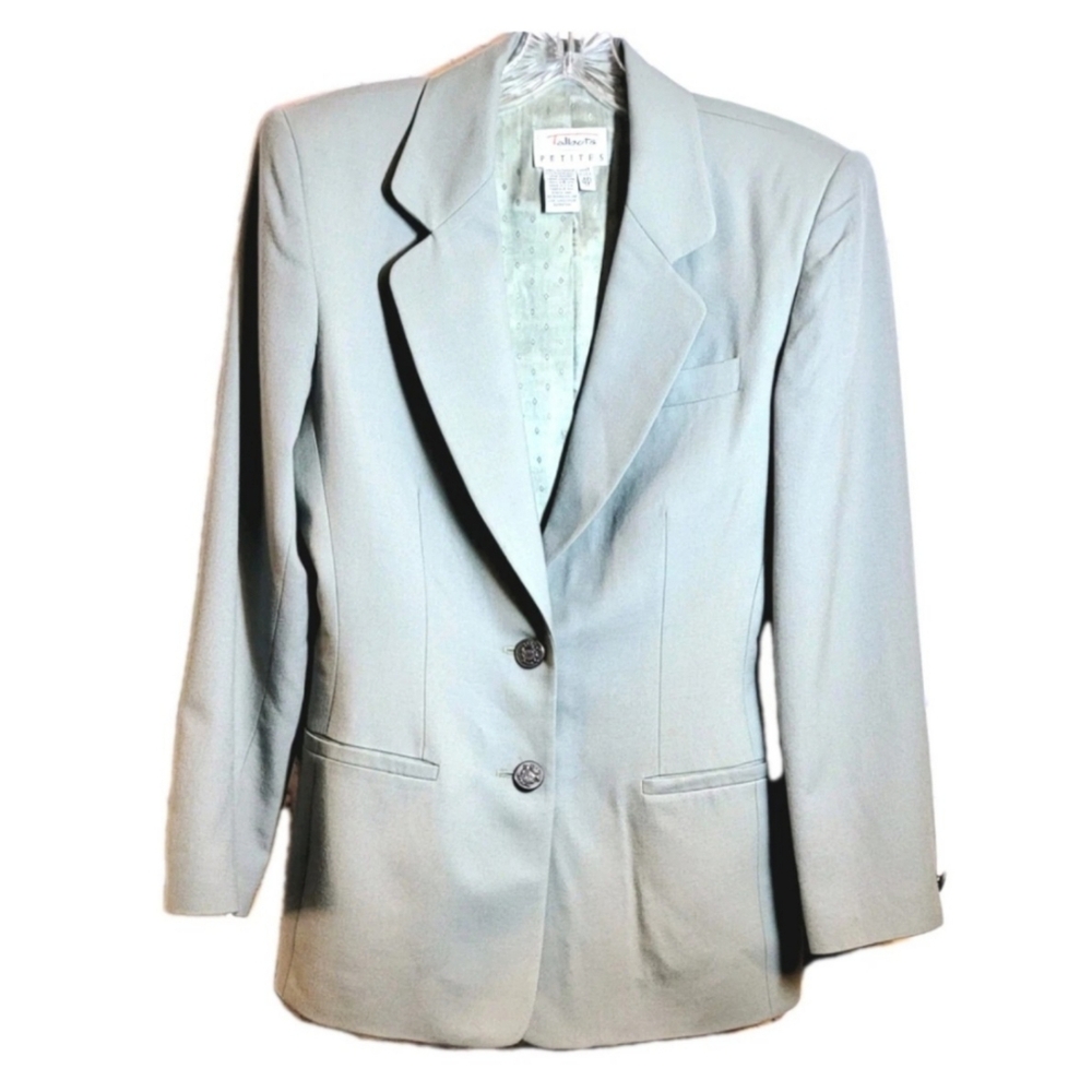 Talbots Women's Single Breasted Blazer Jacket Size 4P Blue-Gray Worsted Wool